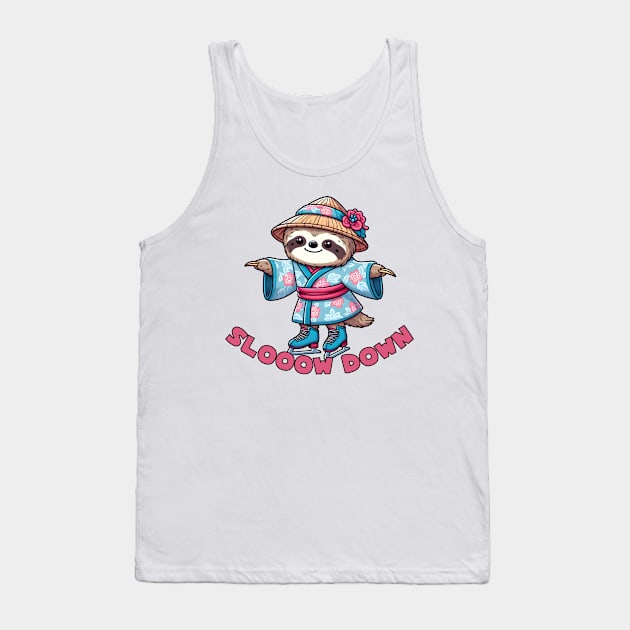 Ice skating sloth Tank Top by Japanese Fever